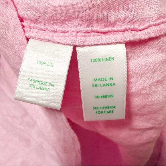 NEW Lily Pulitzer Pink Long Sleeve Button Down Linen Shirt XXL NWOT - Picture 3 of 4